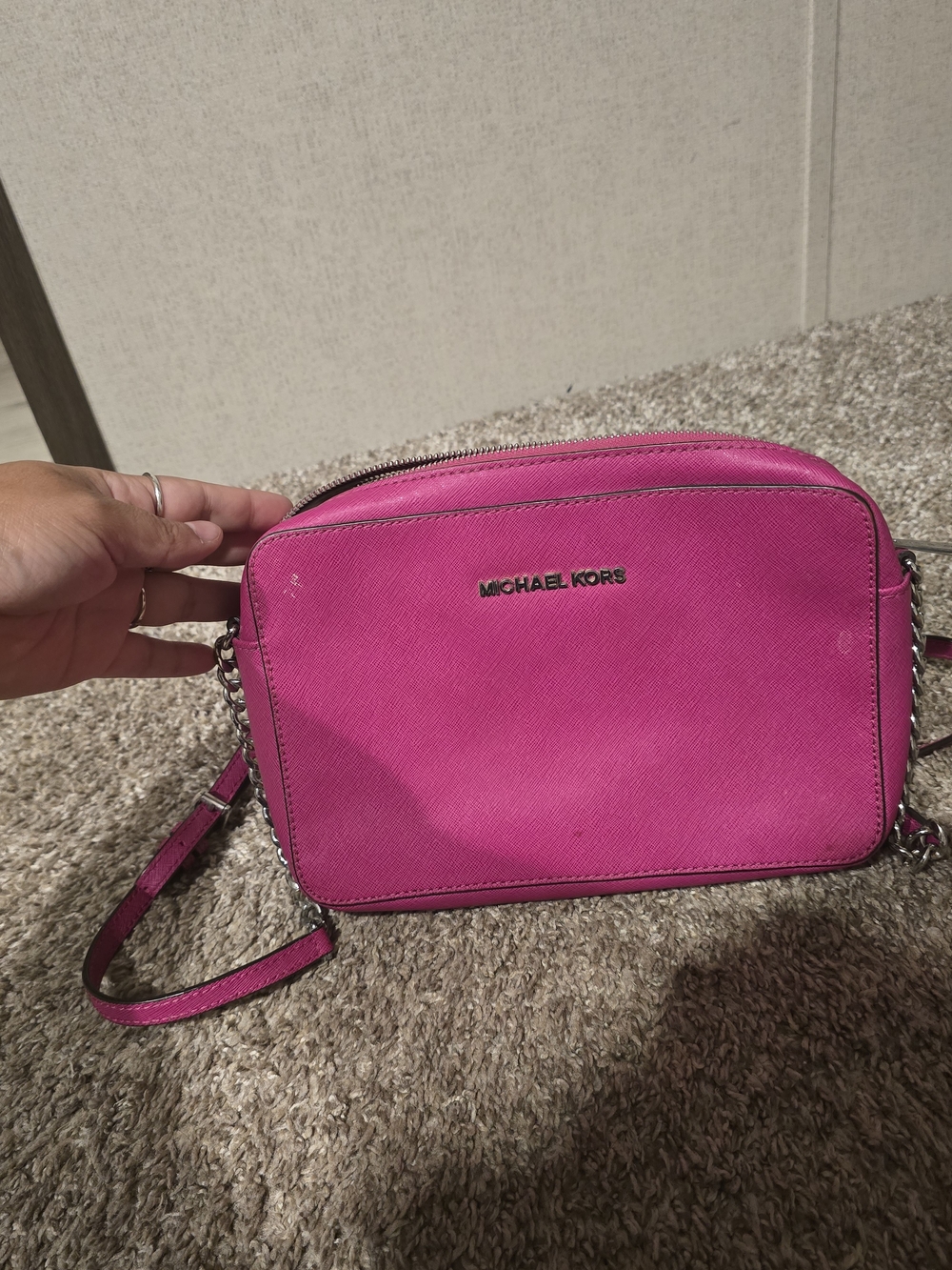 Michael Kors Hot Pink Saffiano Crossbody Bag